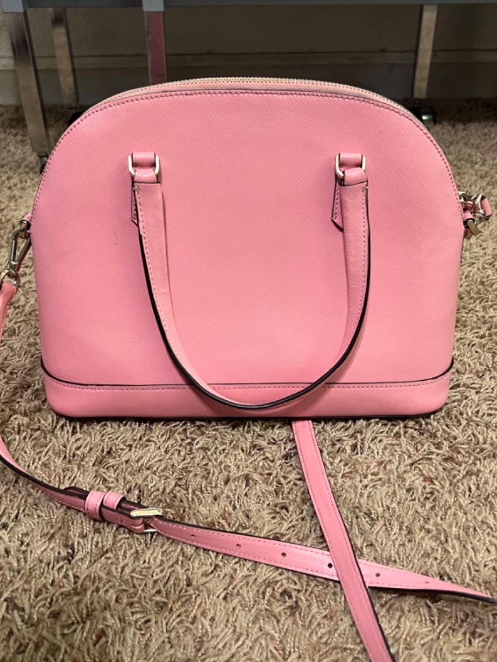 Kate Spade Pink Dome Satchel Crossbody Saffiano Leather Cute Everyday Bag - Picture 3 of 6